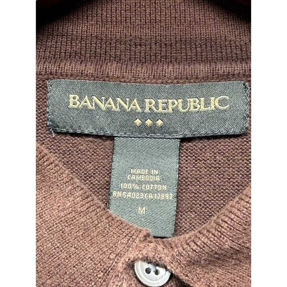 Banana Republic Polo Shirt Mens Medium Brown Cotton Performance‎ Golf Tennis